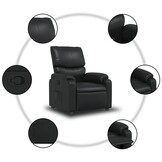 Zwarte Kunstleren Verstelbare Fauteuil - 35% Korting