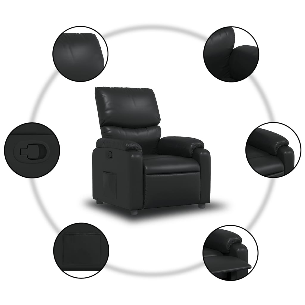 Zwarte Kunstleren Verstelbare Fauteuil - 35% Korting