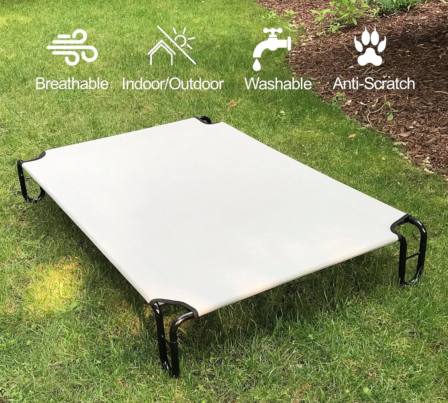 Verhoogd Hondenbed Grijs - Koel & Ademend - M (109x76x20cm)