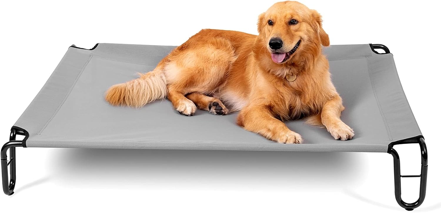 Verhoogd Hondenbed Grijs M - Ademend Teslin 109x76cm - 33% Korting