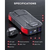 Krachtige 12V Jump Starter & Powerbank - 6000A Startstroom (29% Korting)