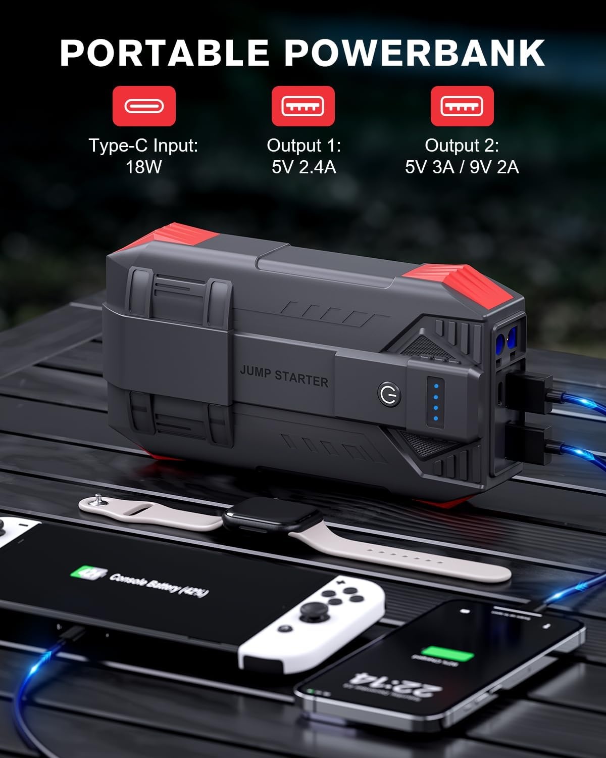 Startbooster 6000A 12V met Powerbank - 34% Korting!