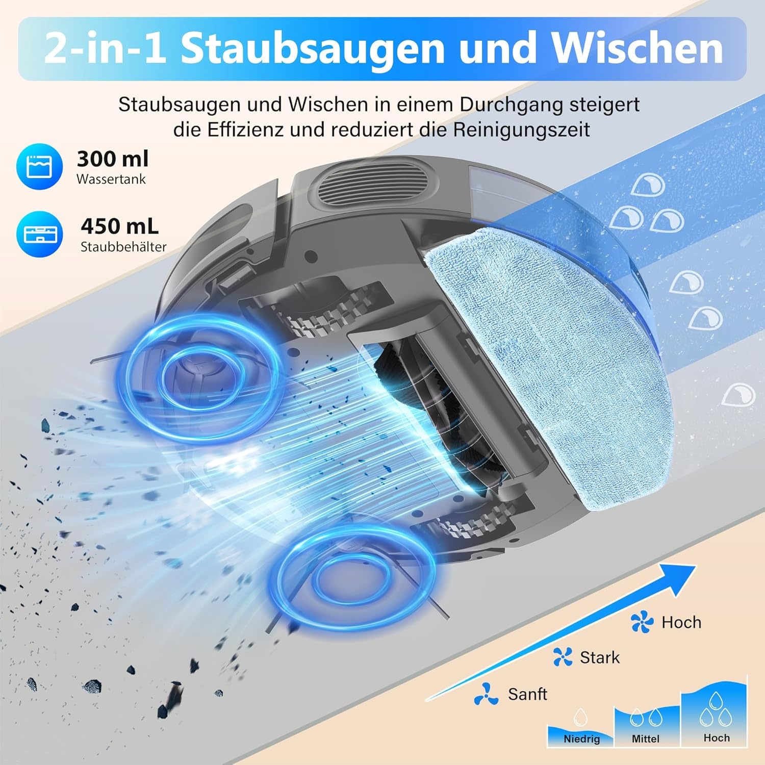 Robotstofzuiger 2-in-1 met Dweilfunctie & 4500 Pa Zuigkracht | 30% Korting