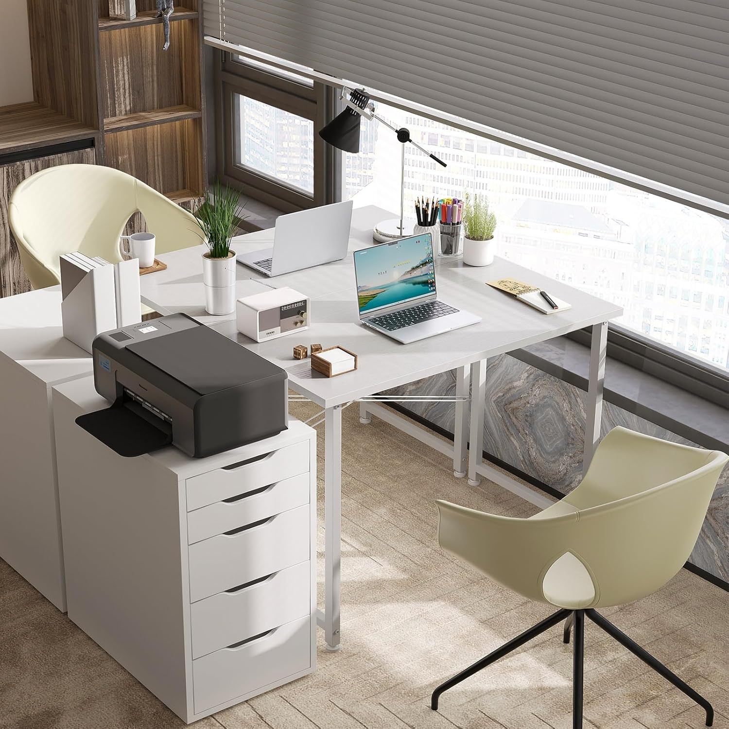 Wit Houten Bureau met Hoofdtelefoonhouder - 33% Korting