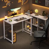 Wit Houten Bureau met Hoofdtelefoonhouder - 33% Korting