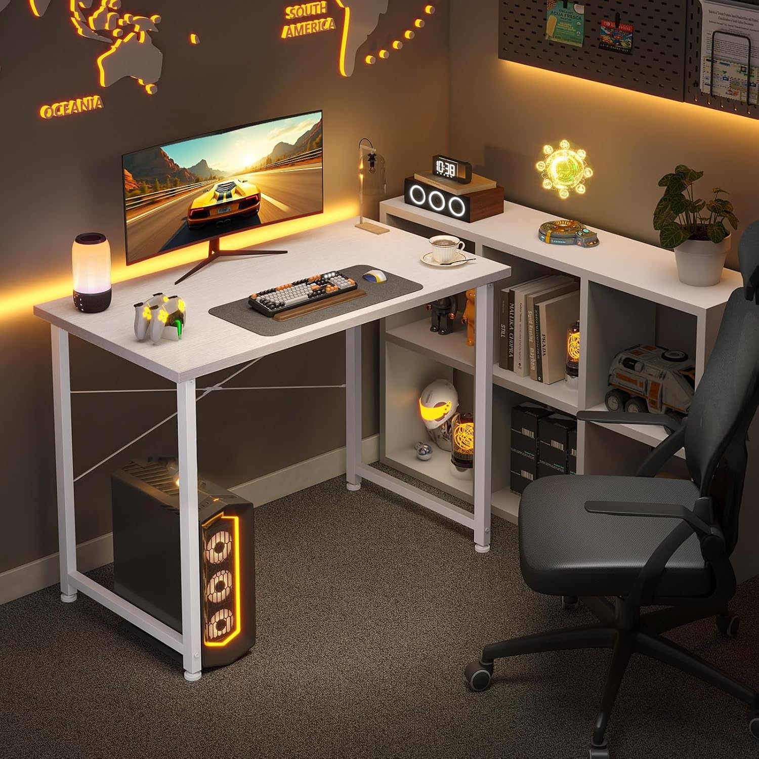 Wit Houten Bureau met Hoofdtelefoonhouder - 33% Korting