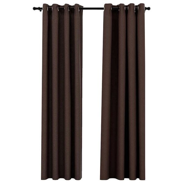 VidaXL Verduisterende Gordijnen Linnen-look Taupe (2 stuks)