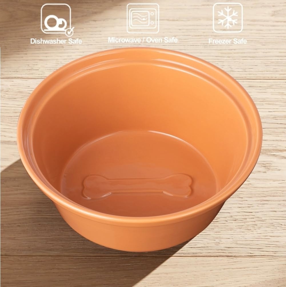 Dubbele Verhoogde Voerbak Honden Large - Aardewerk - Almond - 34% Korting