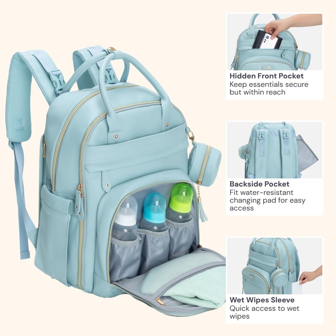 Multifunctionele Luiertas Rugzak Poederblauw - 78% Korting