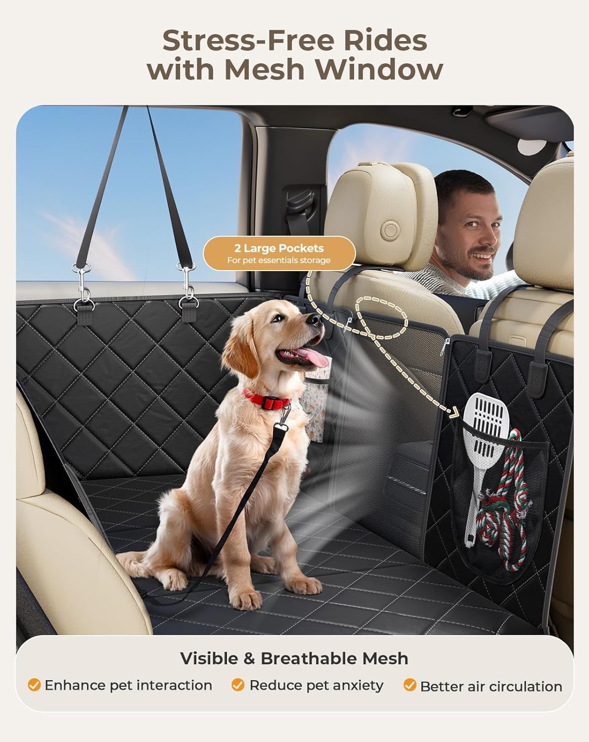 XL Waterdichte Hond Autostoelhoes Achterbank Zwart - 34% Korting