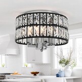 Moderne Kristallen Plafondlamp (4x E14, Dimbare Verlichting) - Chroom/Zwart Metaal