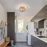 Moderne Kristallen Plafondlamp (4x E14, Dimbare Verlichting) - Chroom/Zwart Metaal