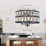 Moderne Kristallen Plafondlamp (4x E14, Dimbare Verlichting) - Chroom/Zwart Metaal