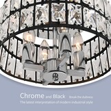 Moderne Kristallen Plafondlamp (4x E14, Dimbare Verlichting) - Chroom/Zwart Metaal