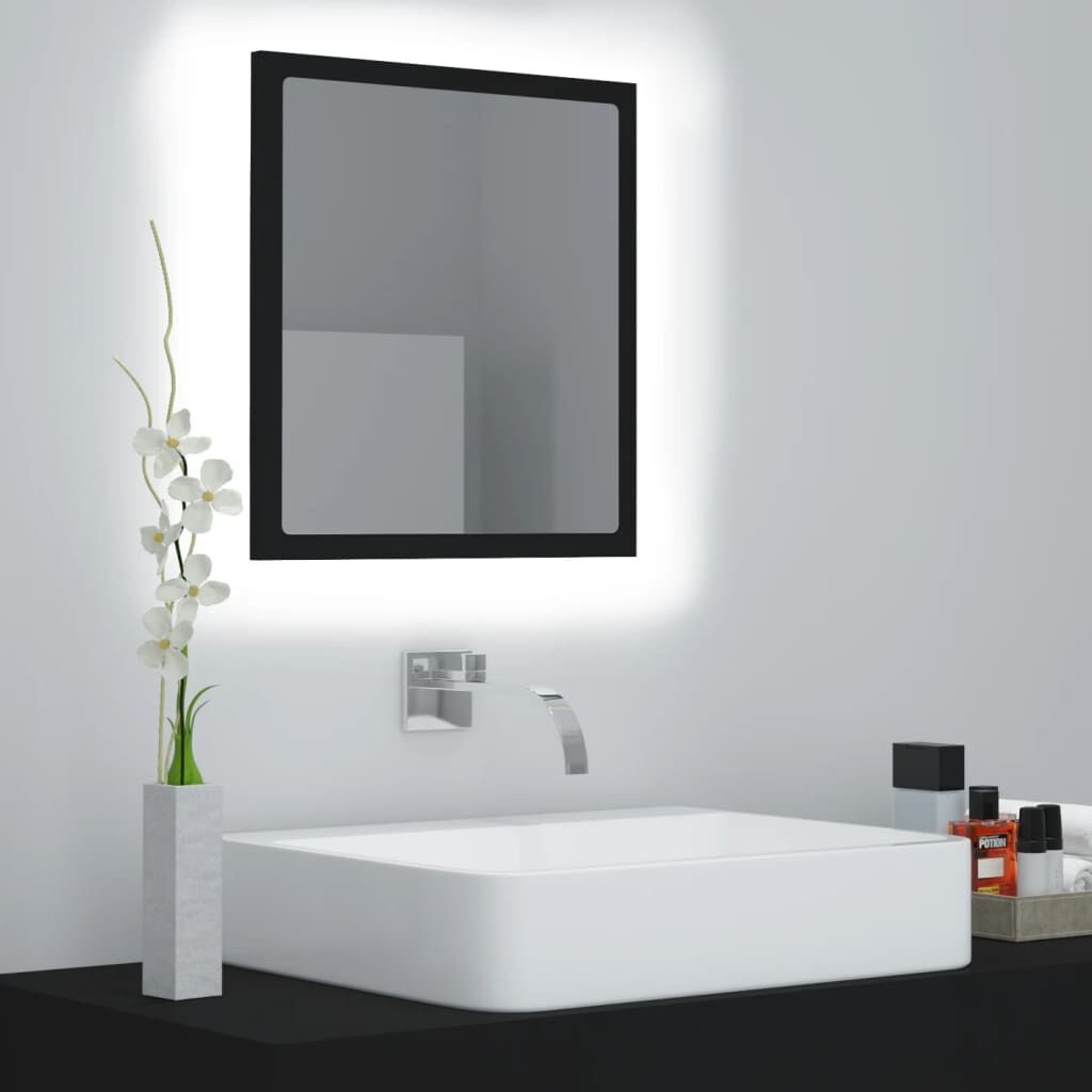 Zwarte LED Badkamerspiegel Acryl - 40x8,5x37 cm (33% Korting)