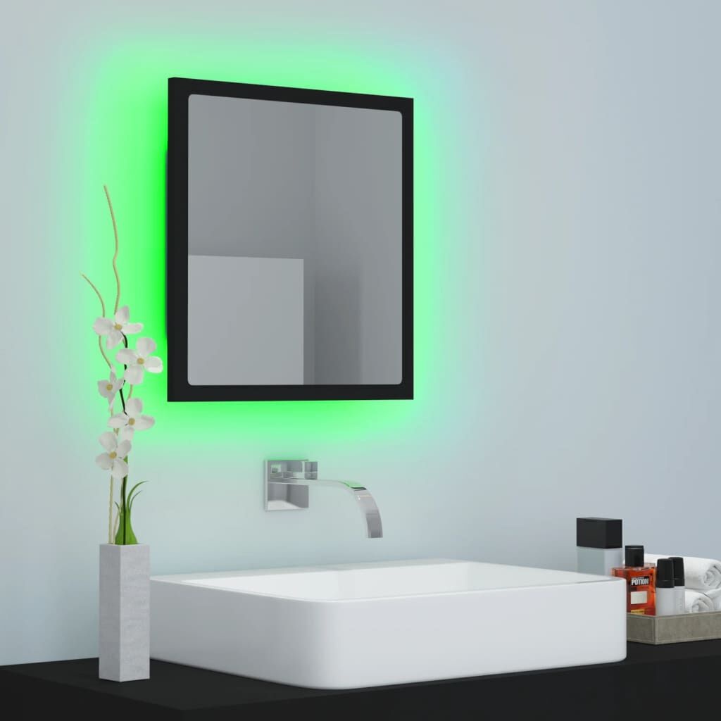 Zwarte LED Badkamerspiegel Acryl - 40x8,5x37 cm (33% Korting)