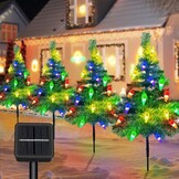 4x Solar Kerstboom Tuinverlichting 80 LED - Multicolor