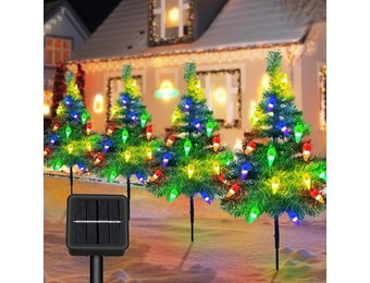 4x Solar Kerstboom Tuinverlichting 80 LED - Multicolor
