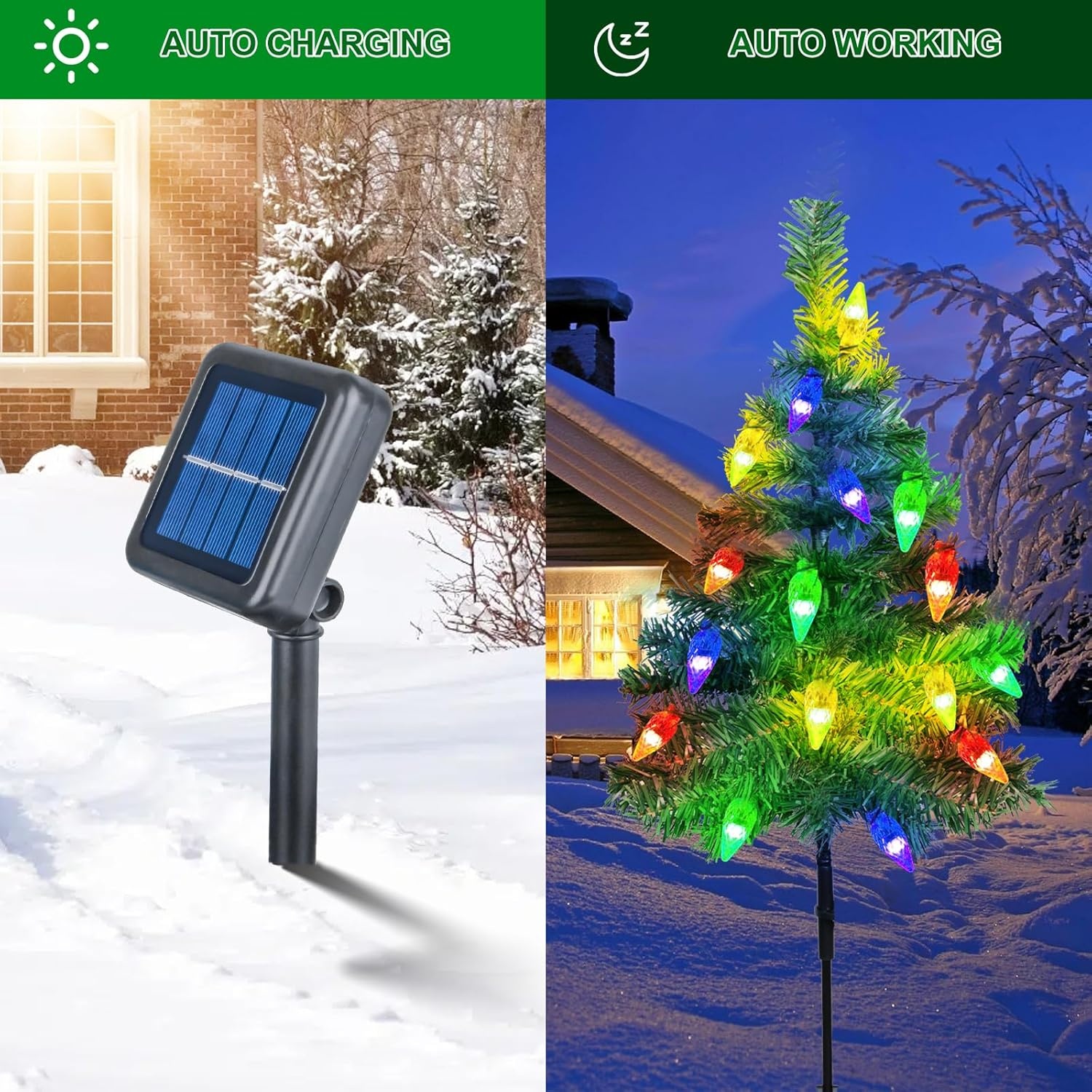 4x Solar Kerstboom Tuinverlichting 80 LED - Multicolor