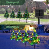 4x Solar Kerstboom Tuinverlichting 80 LED - Multicolor