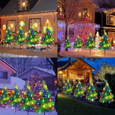 4x Solar Kerstboom Tuinverlichting 80 LED - Multicolor