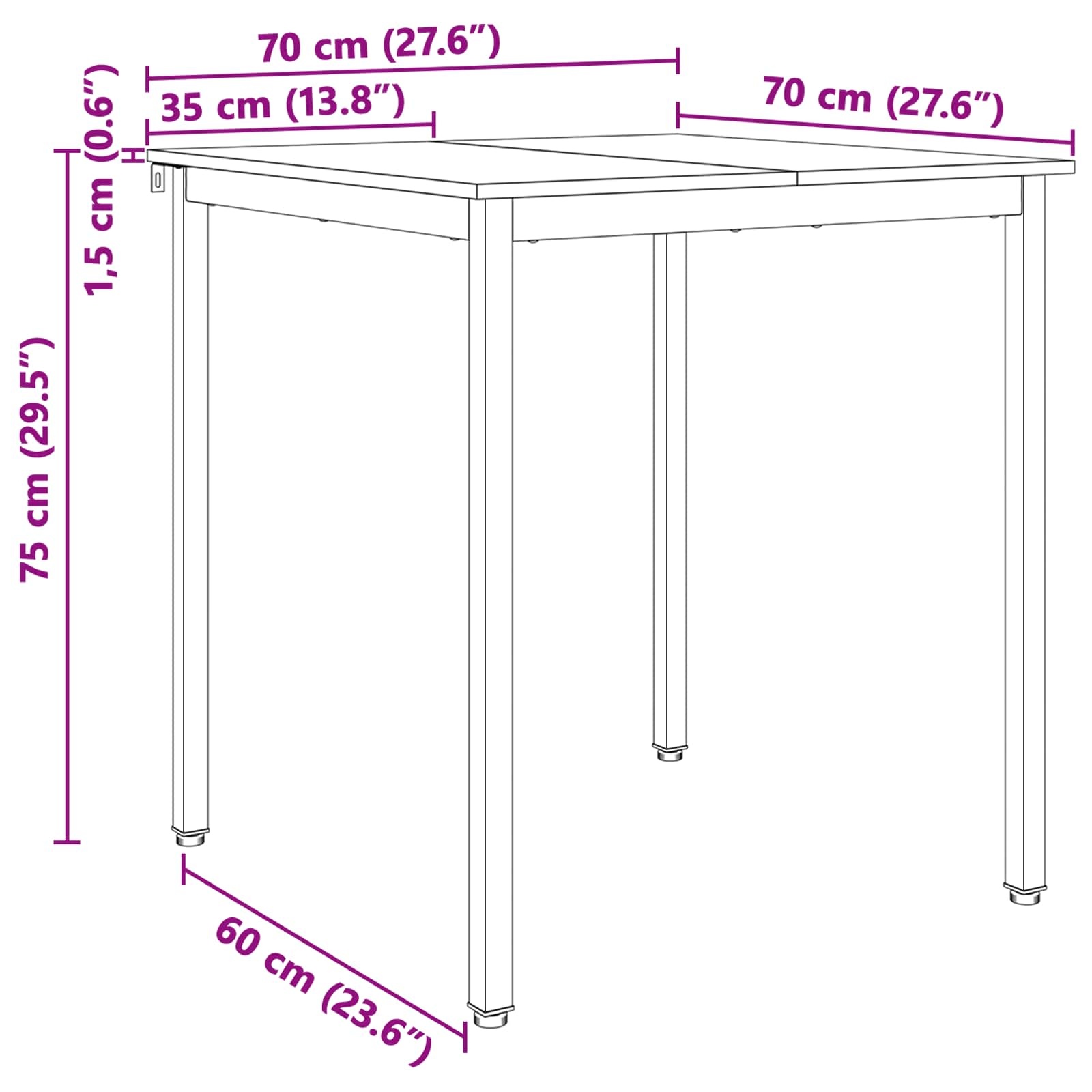 Eettafel Wit 70x70cm Massief Grenenhout - 34% Korting