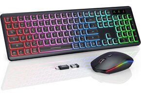 Draadloos Verlicht QWERTZ Toetsenbord-Muisset, 50% Korting