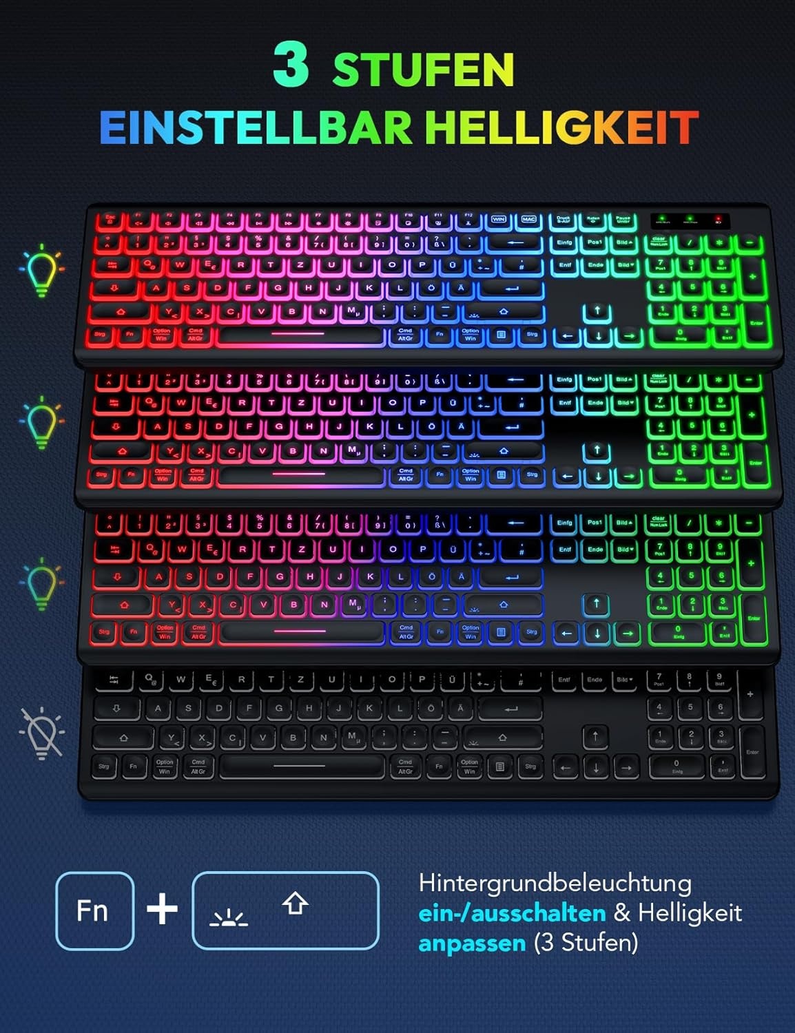 Draadloos QWERTZ Toetsenbord & Muisset - Verlicht, Oplaadbaar, Stil (-33%)