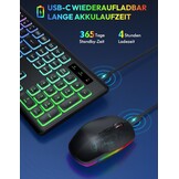 Draadloos QWERTZ Toetsenbord & Muisset - Verlicht, Oplaadbaar, Stil (-33%)