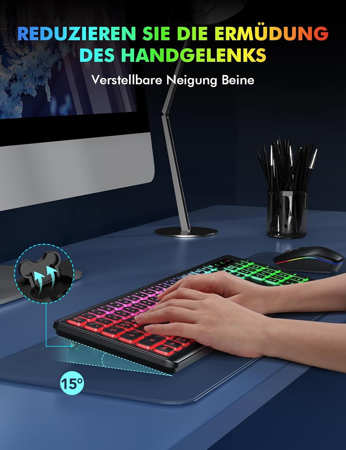 Draadloos QWERTZ Toetsenbord & Muisset - Verlicht, Oplaadbaar, Stil (-33%)