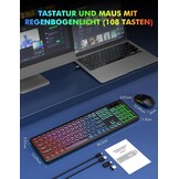 Draadloos QWERTZ Toetsenbord & Muisset - Verlicht, Oplaadbaar, Stil (-33%)
