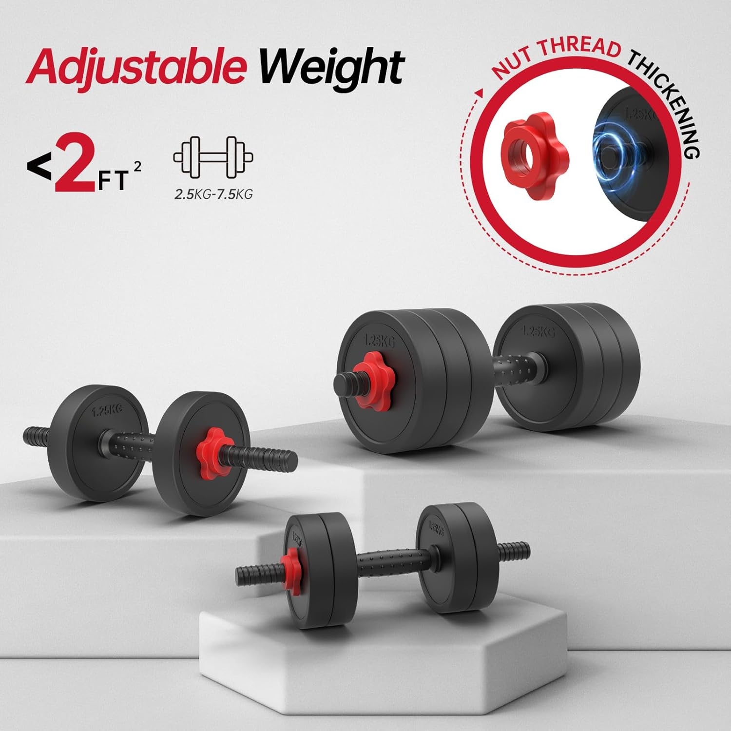 Verstelbare Dumbbell Set 4-in-1 | Tot 30KG | 34% Korting