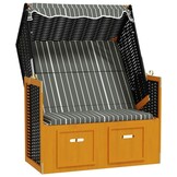Strandstoel met luifel, polyrattan & hout - Zwart/Grijs (35% korting)