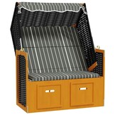 Strandstoel met luifel, polyrattan & hout - Zwart/Grijs (35% korting)