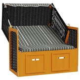 Strandstoel met luifel, polyrattan & hout - Zwart/Grijs (35% korting)