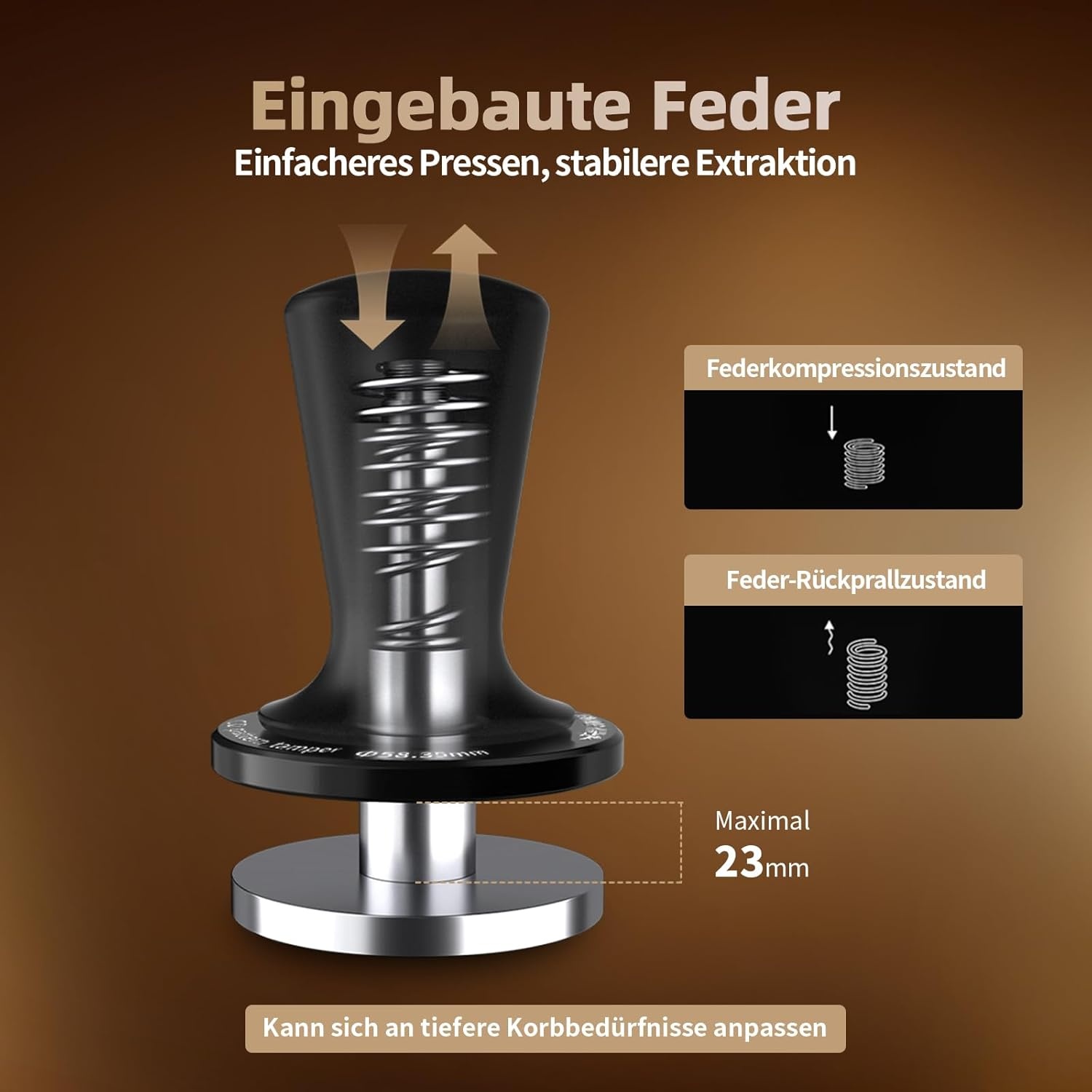 Espressostamper 51 mm Veerbelast - 33% Korting!