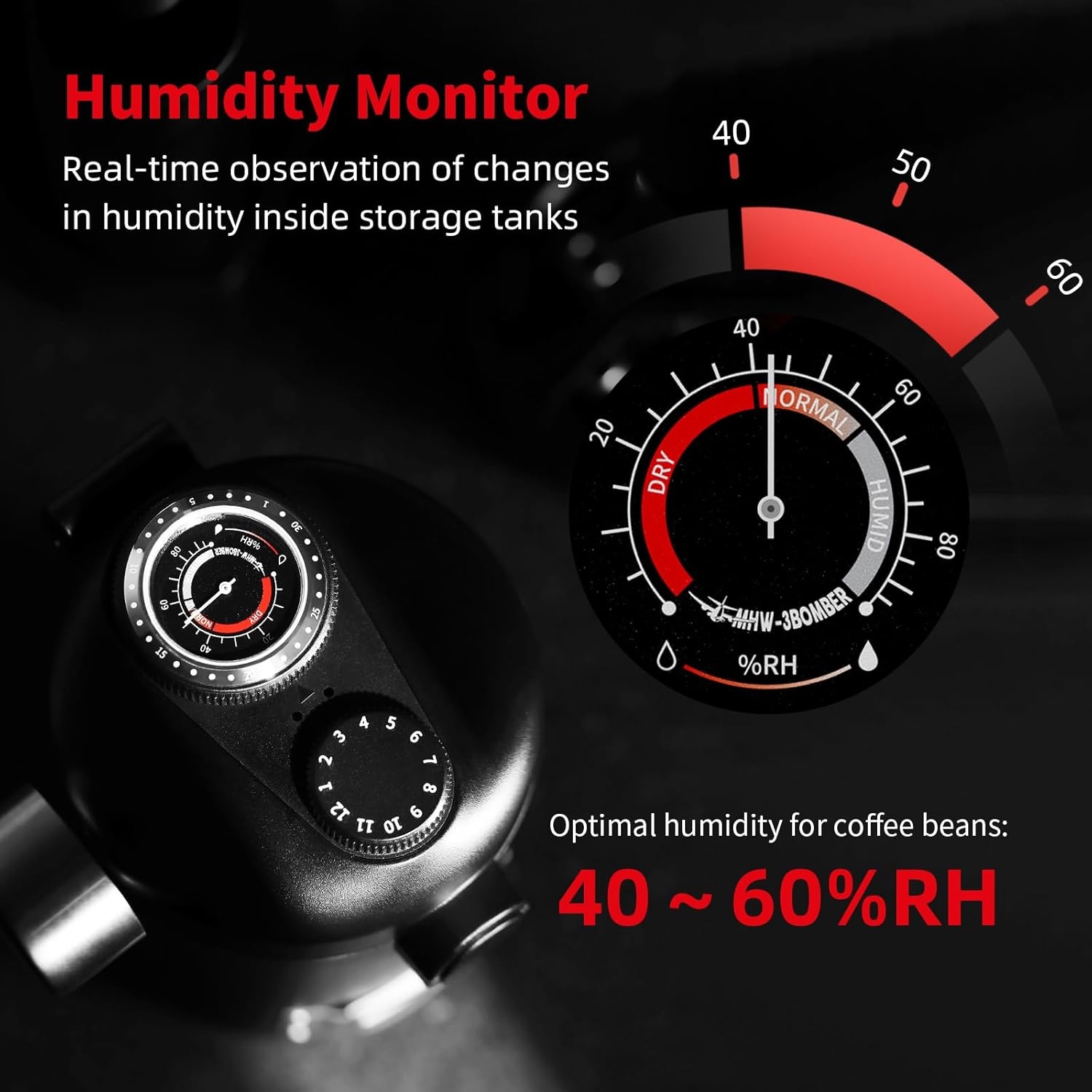 Luchtdicht Koffieblik 600ml - RVS met Vochtmonitor & Datumtracker