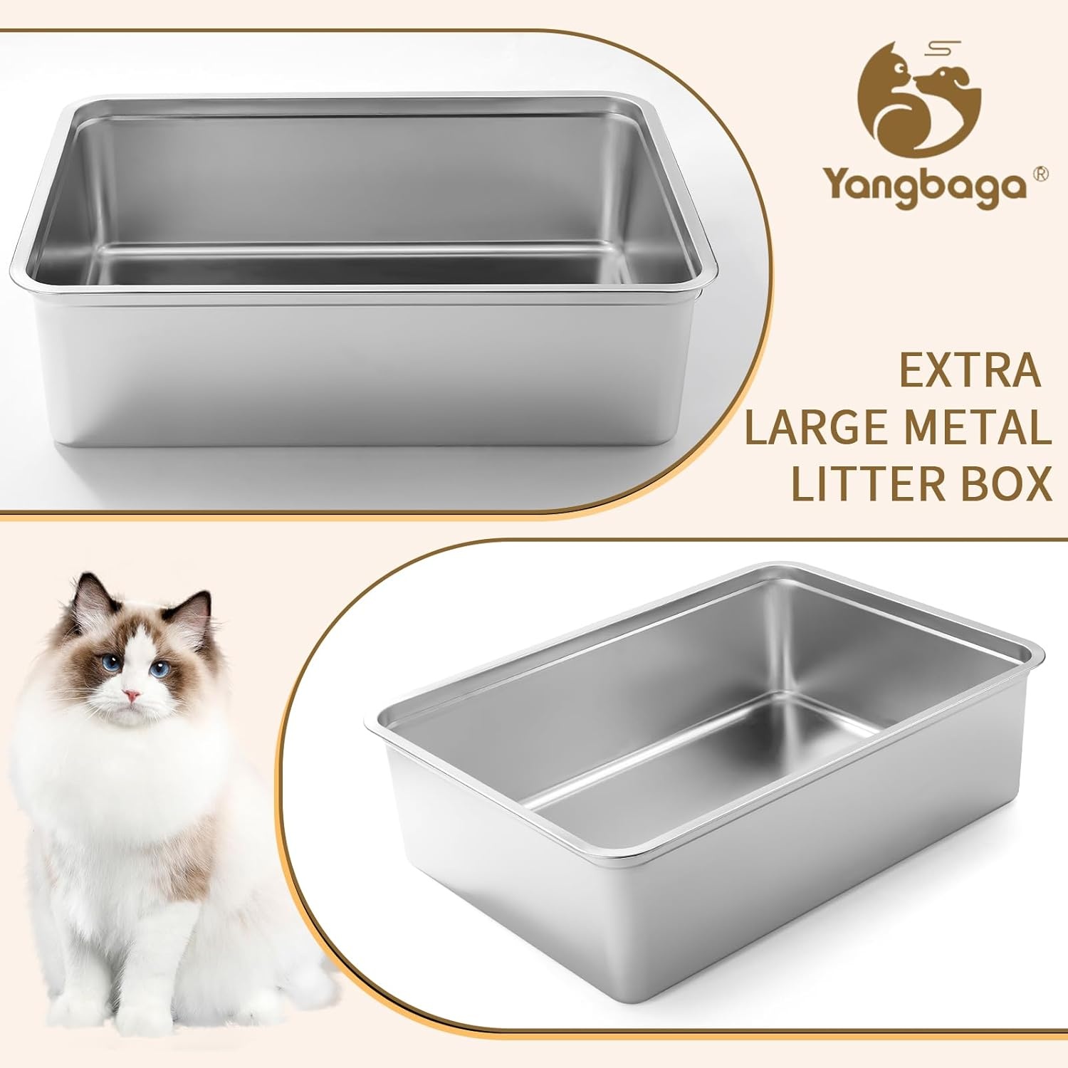 RVS Kattenbak 70x50x20cm - Hygiënisch & Duurzaam