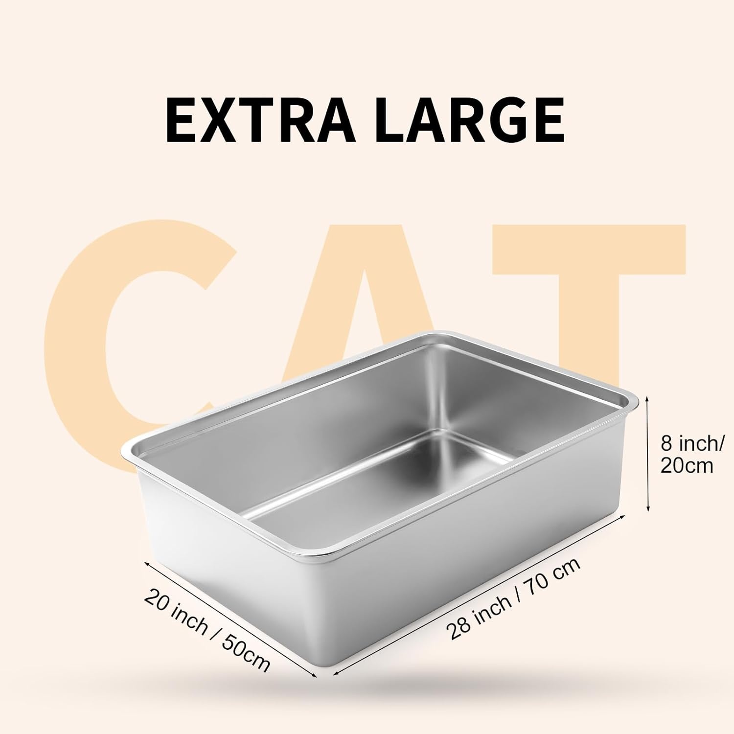 RVS Kattenbak 70x50x20cm - Hygiënisch & Duurzaam