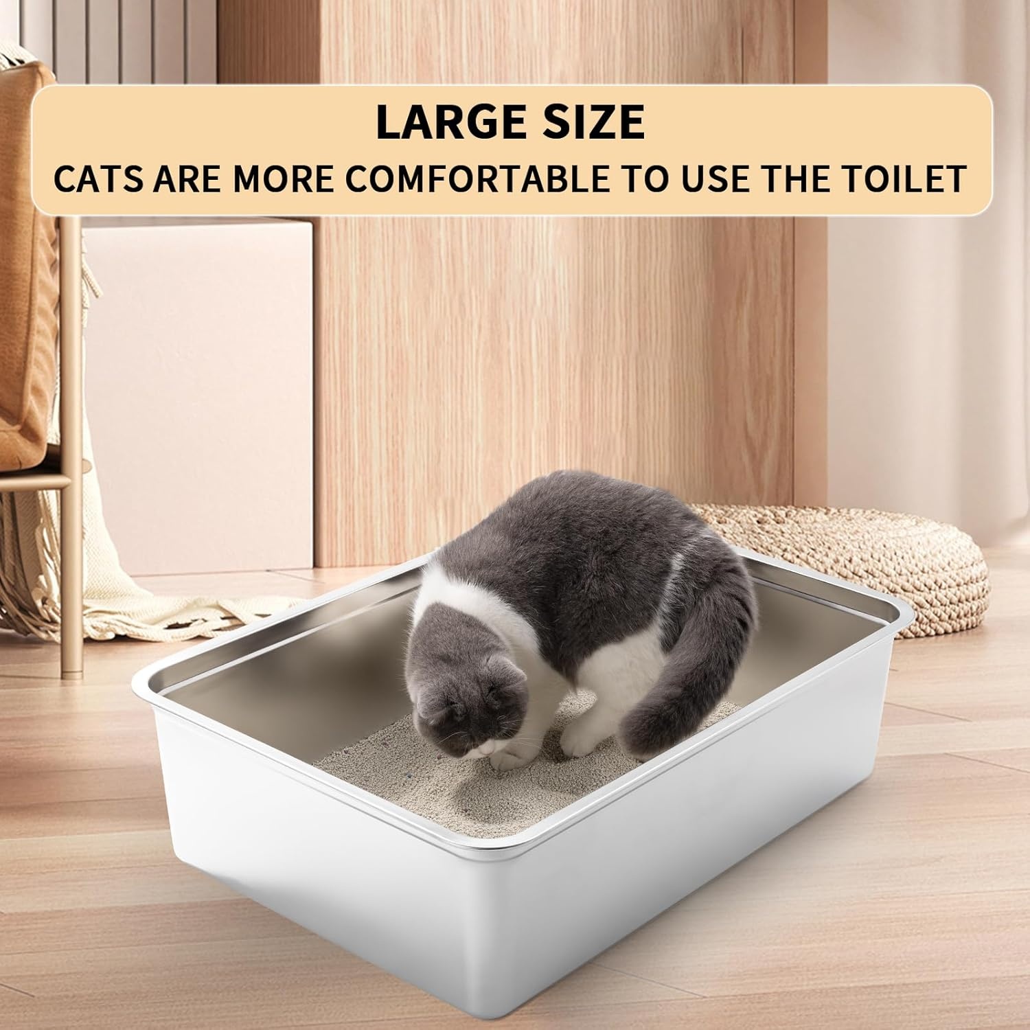 RVS Kattenbak 70x50x20cm - Hygiënisch & Duurzaam