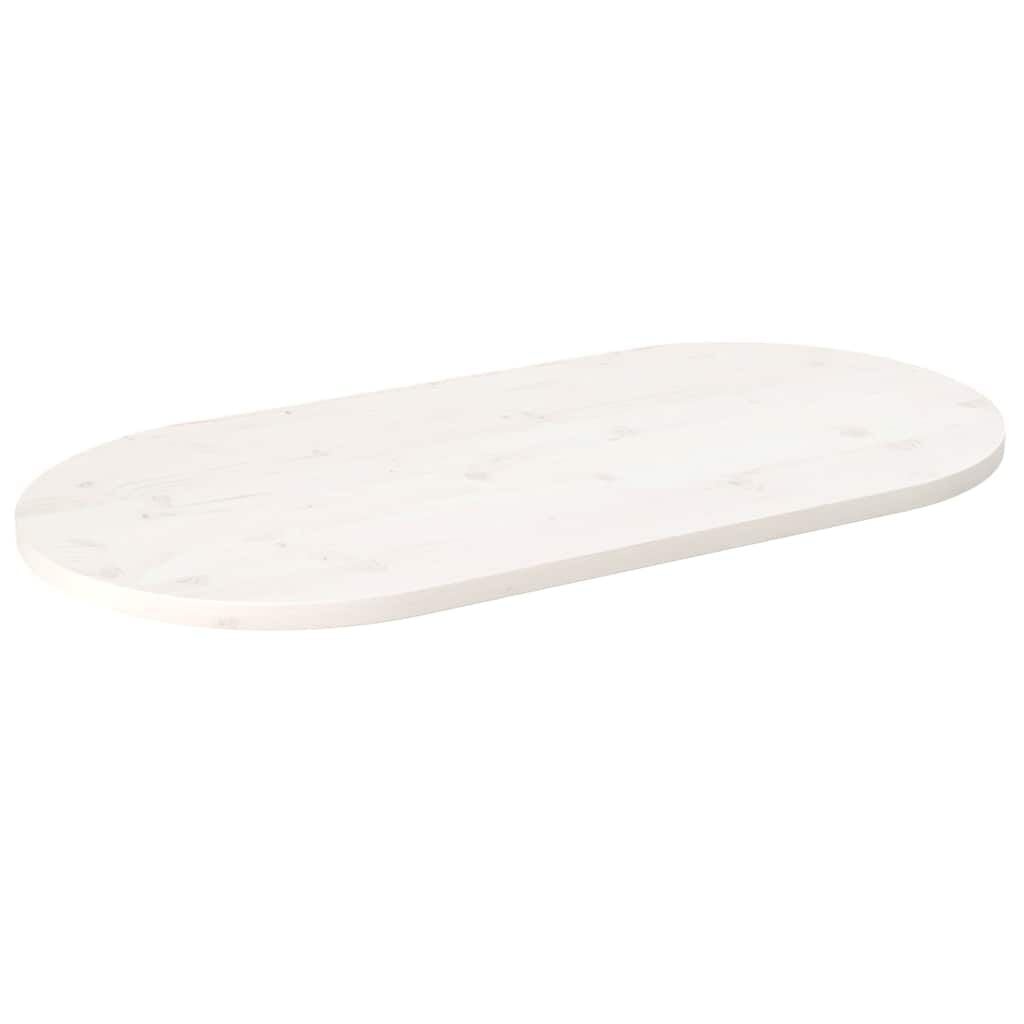 Tafelblad Massief Grenenhout Ovaal Wit 110x55 cm (58% Korting)