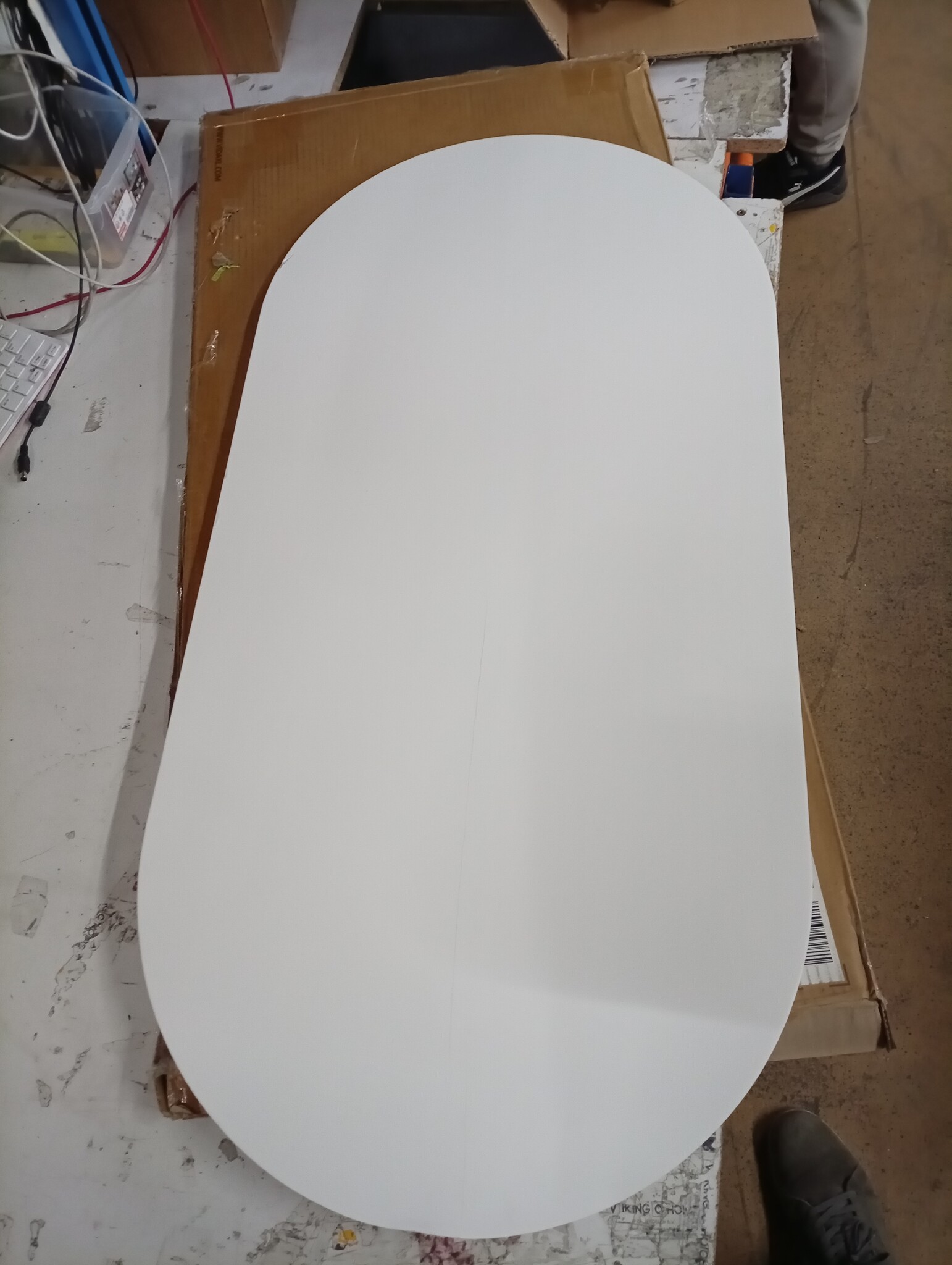 Tafelblad Massief Grenenhout Ovaal Wit 110x55 cm (58% Korting)