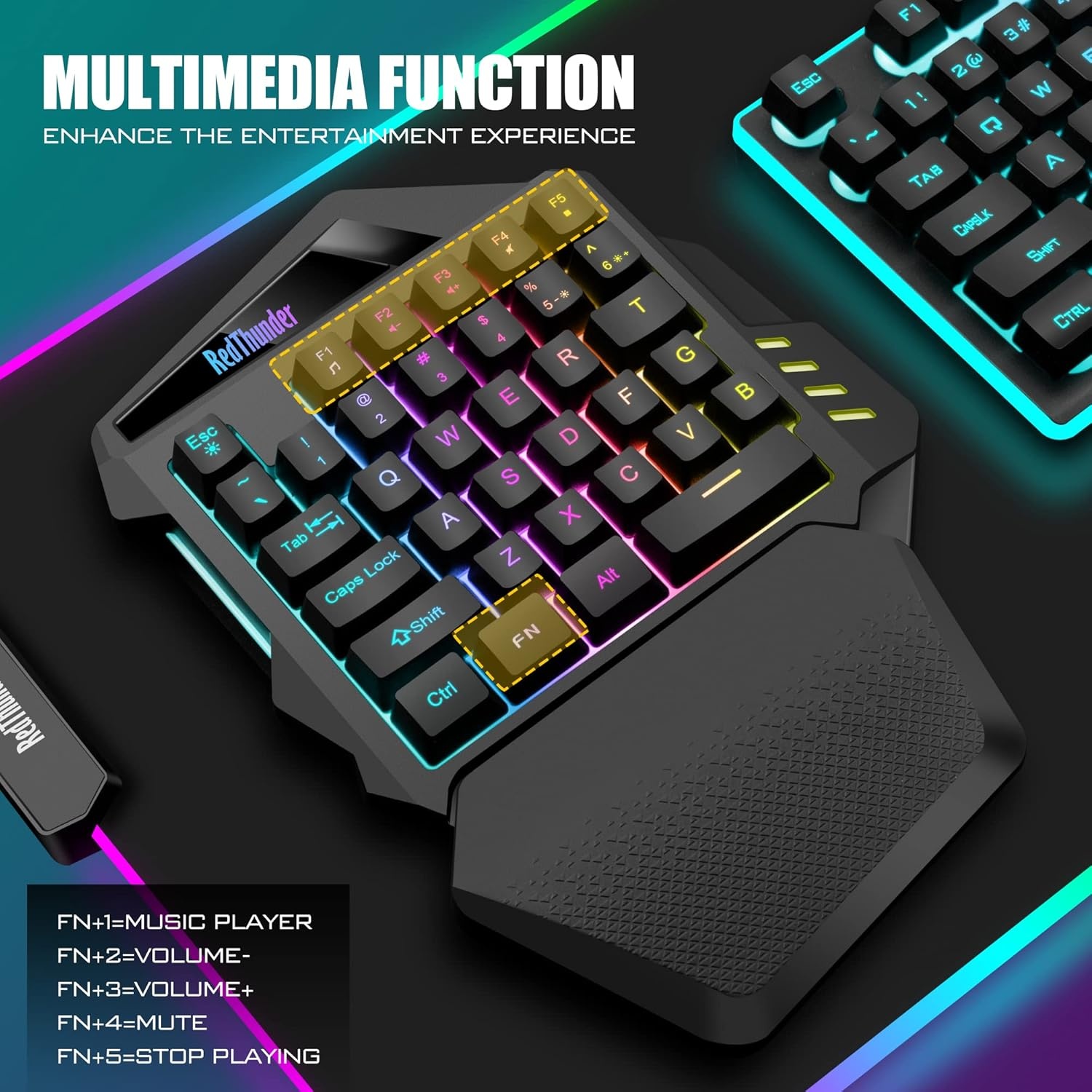 Eenhandig Gaming Toetsenbord met RGB & 2.4 GHz Draadloos - 29% Korting