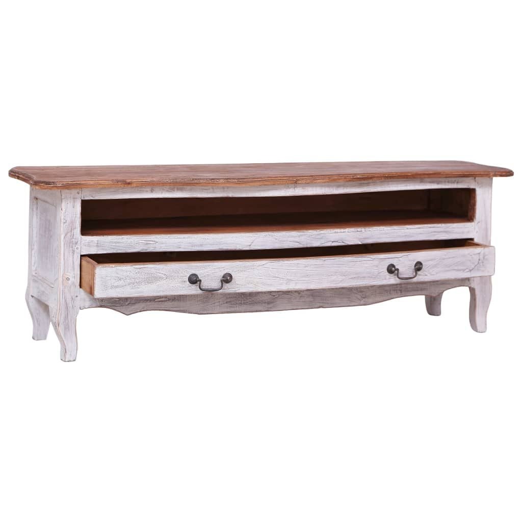 TV-meubel Massief Mahoniehout Wit 120x30x40 cm - 35% Korting