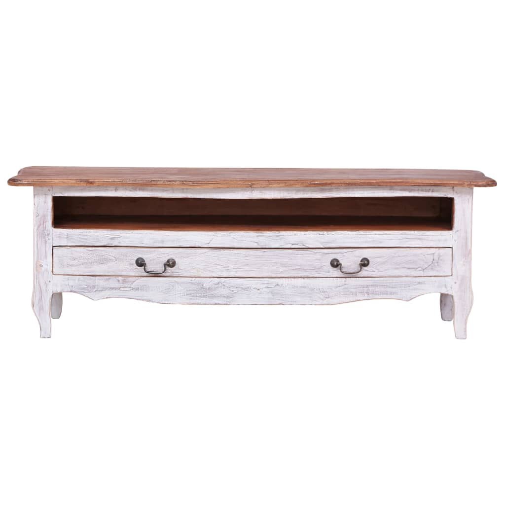 TV-meubel Massief Mahoniehout Wit 120x30x40 cm - 35% Korting