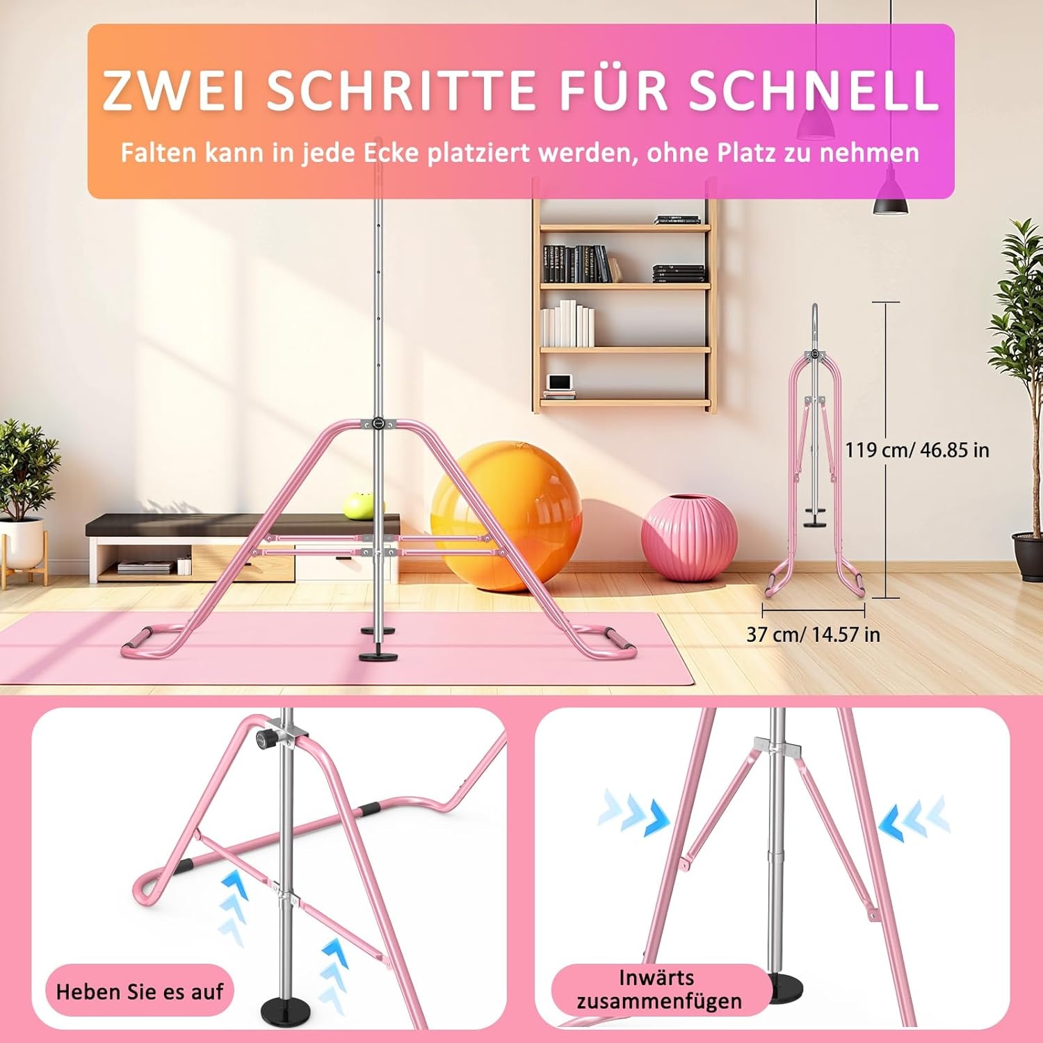 Opvouwbare Turnstang voor Kinderen - 4 Hoogtes, 29% Korting!