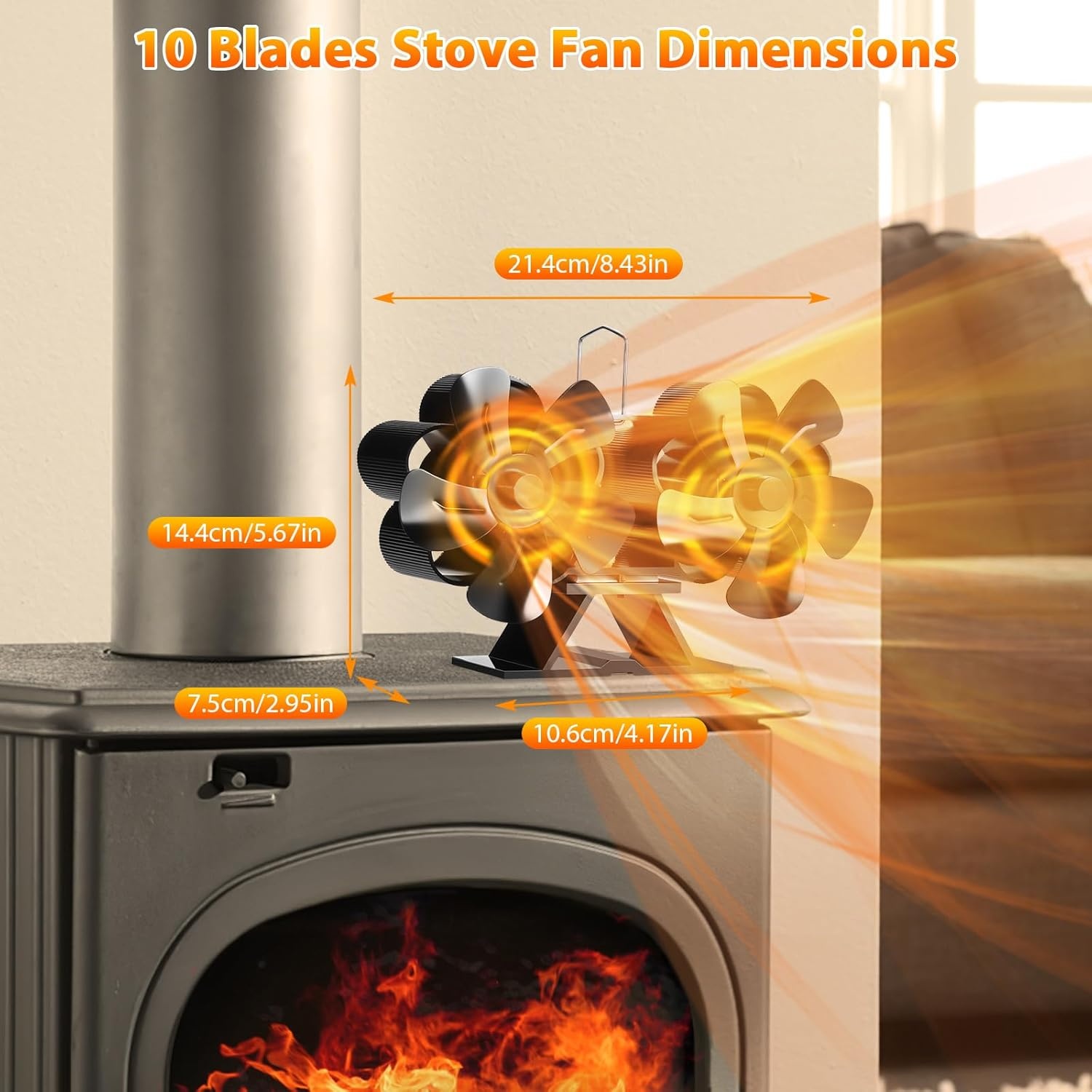 Haardventilator met 10 bladen | Dubbele motor | 33% Korting