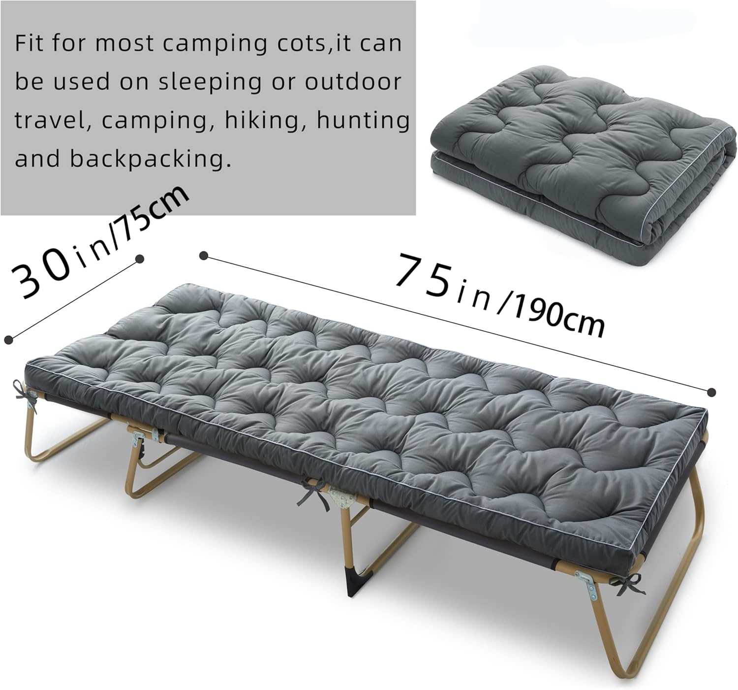 Dikke Gewatteerde Slaapmat Grijs 190x75cm | 29% Korting