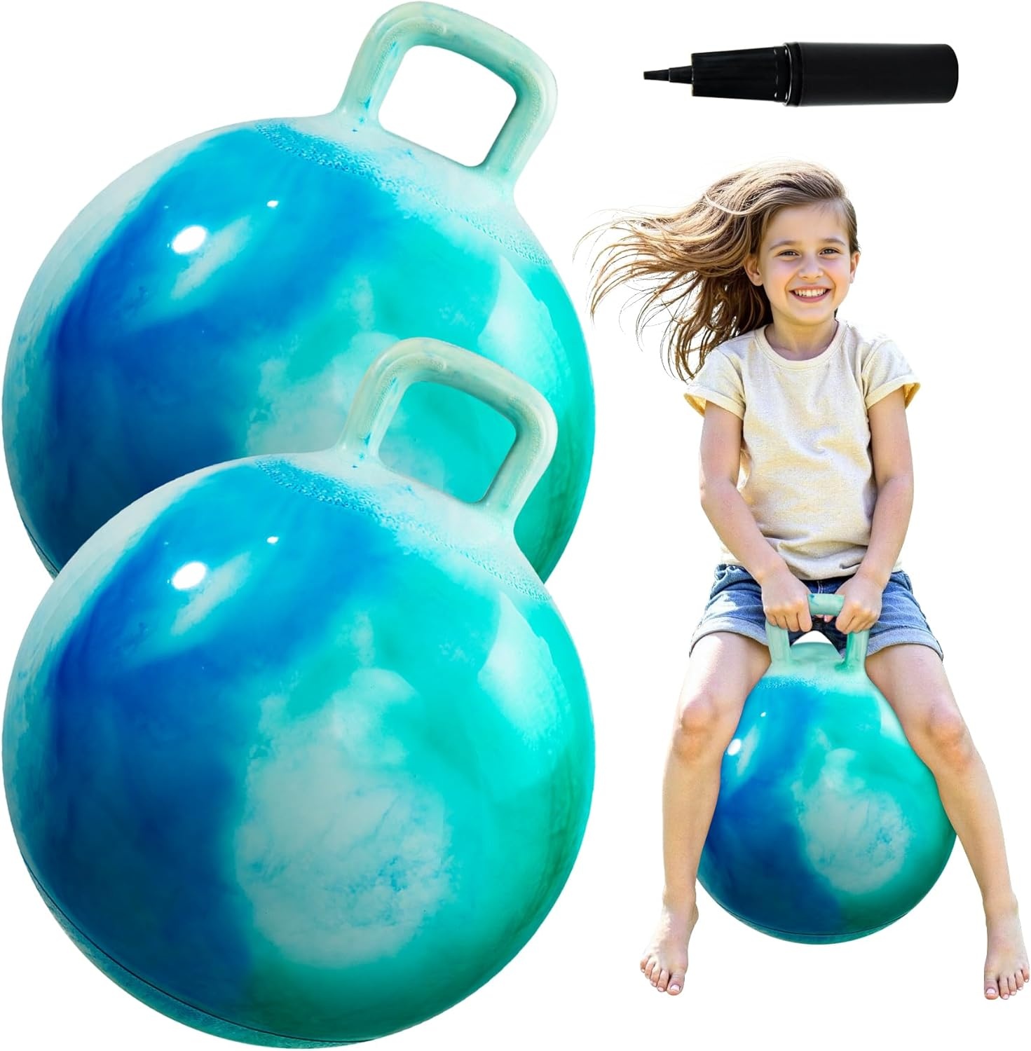 Springbal Set van 2 met Handvat | 3-8 Jaar | Binnen & Buiten Speelplezier - 33% Korting
