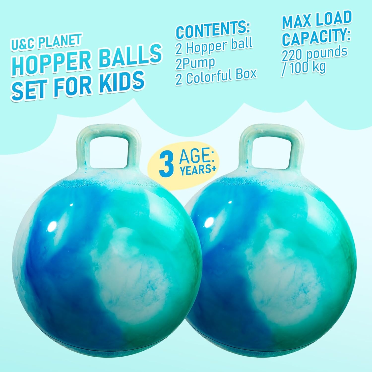 Springbal Set van 2 met Handvat | 3-8 Jaar | Binnen & Buiten Speelplezier - 33% Korting